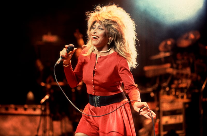 American R&B and Pop singer Tina Turner performs onstage at the Poplar Creek Music Theater, Hoffman Estates, Illinois, September 12, 1987.