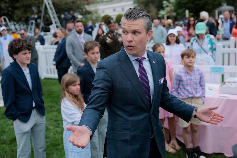 Defense Secretary Pete Hegseth defended himself while speaking to reporters at the White House Easter Egg Roll on Monday.