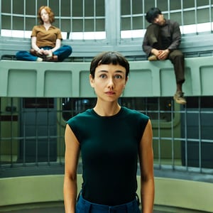 (L-R): Erana James as Curly, Lily Newmark as Nibs, Sydney Chandler as Wendy, Adarsh Gourav as Slightly.