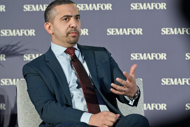 Mehdi Hasan speaks onstage at Semafor’s Innovating to Restore Trust in News: A National Summit at Gallup Great Hall on February 27, 2025
