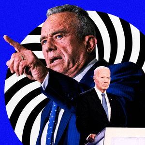 A photo illustration showing RFK Jr. and US President Joe Biden.