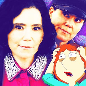 A photo illustration of Alex Borstein and her various roles.