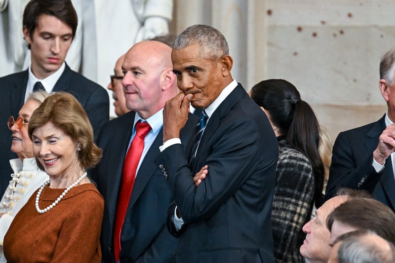 Former President Barack Obama attends the inauguration of Donald Trump in the U.S. Capitol Rotunda on January 20, 2025 in Washington, DC.