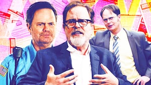 A photo illustration of Rainn Wilson in The Office and Code 3.