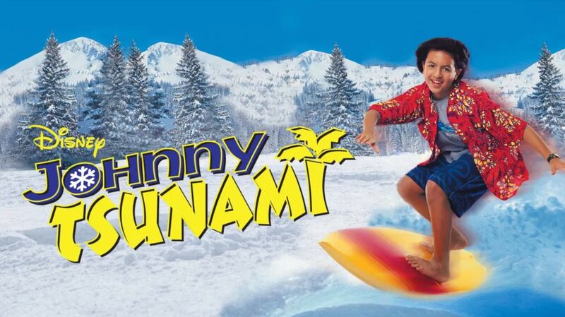 An advertisement for 'Johnny Tsunami' starring Brandon Baker