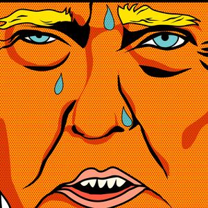 Pop art illustration of nervous Donald Trump sweating