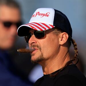 Kid Rock looks on during the NASCAR Cup Series 64th Annual Daytona 500 at Daytona International Speedway on February 20, 2022.