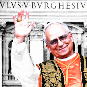 Pope Leo XIV, Robert Prevost, waving in front of the Vatican