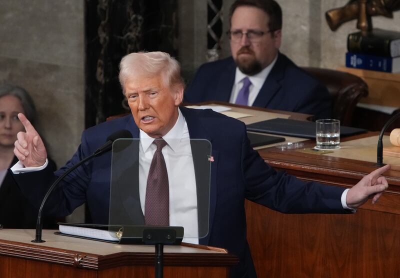 U.S. President Donald Trump addresses a joint session of Congress at the U.S. Capitol on March 04, 2025 in Washington, DC.