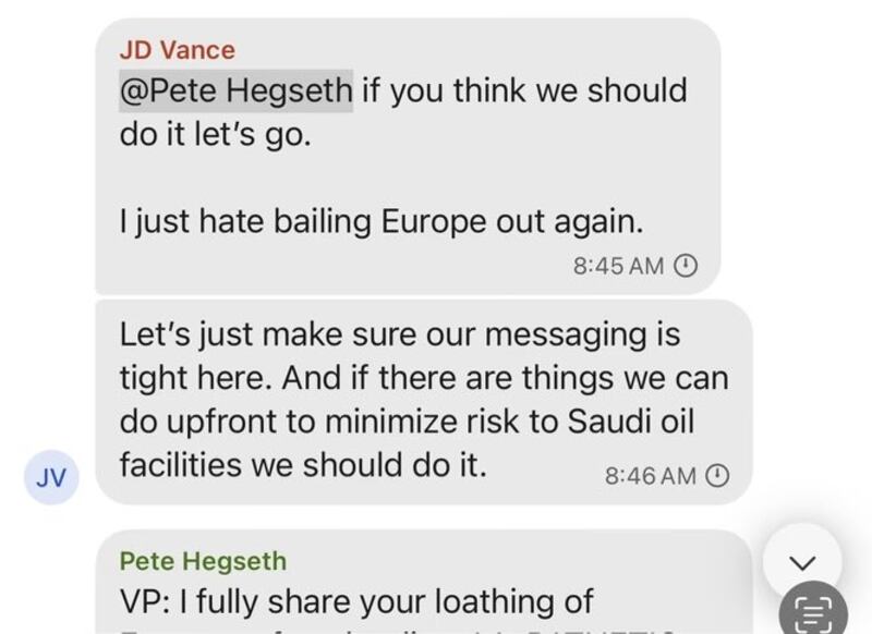 Some of the texts viewed by The Atlantic’s Jeffrey Goldberg.
