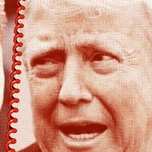 Xi Jinping and Donald Trump with a phone cord between them