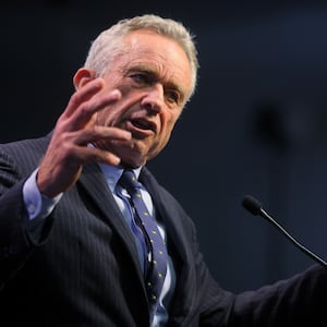 Robert F. Kennedy Jr. speaks at the NH Institute of Politics at St. Anselm College in Manchester, New Hampshire