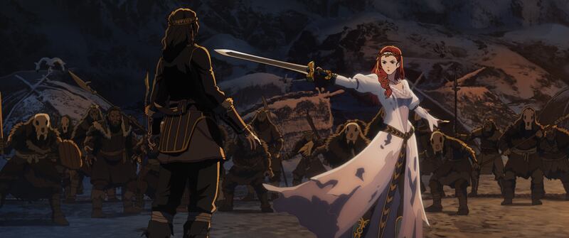 Wulf voiced by Luke Pasqualino and Héra voiced by Gaia Wise.
