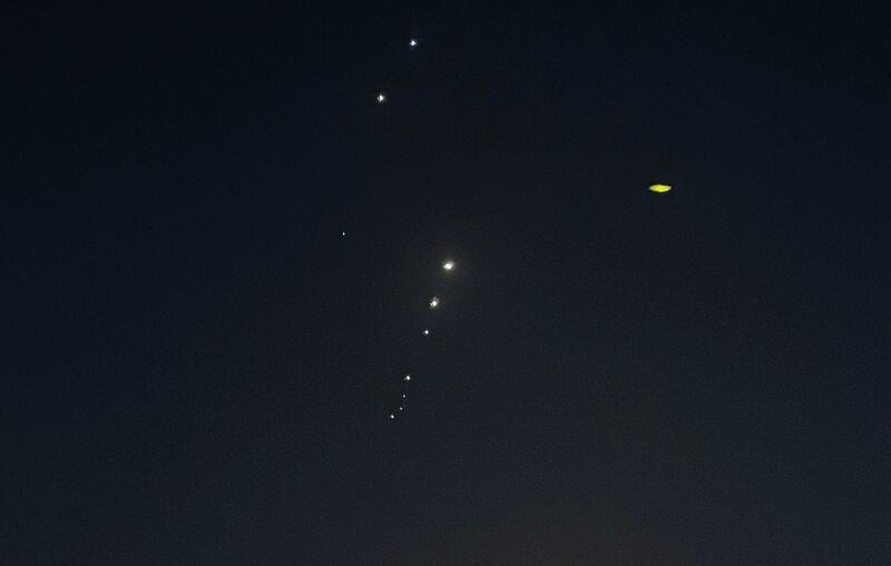 Traces are seen in the sky over Doha, Qatar, after Iran's armed forces targeted the nearby Al-Udeid base.