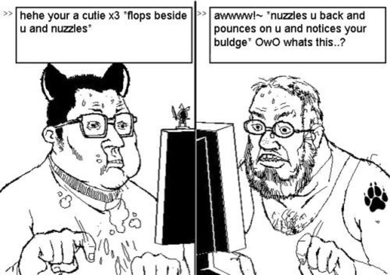 Earliest known version of the "NOTICES BULGE OWO WHAT'S THIS" meme.