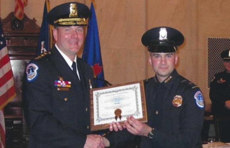 U.S. Capitol Police officer Brian Sicknick receives an award.