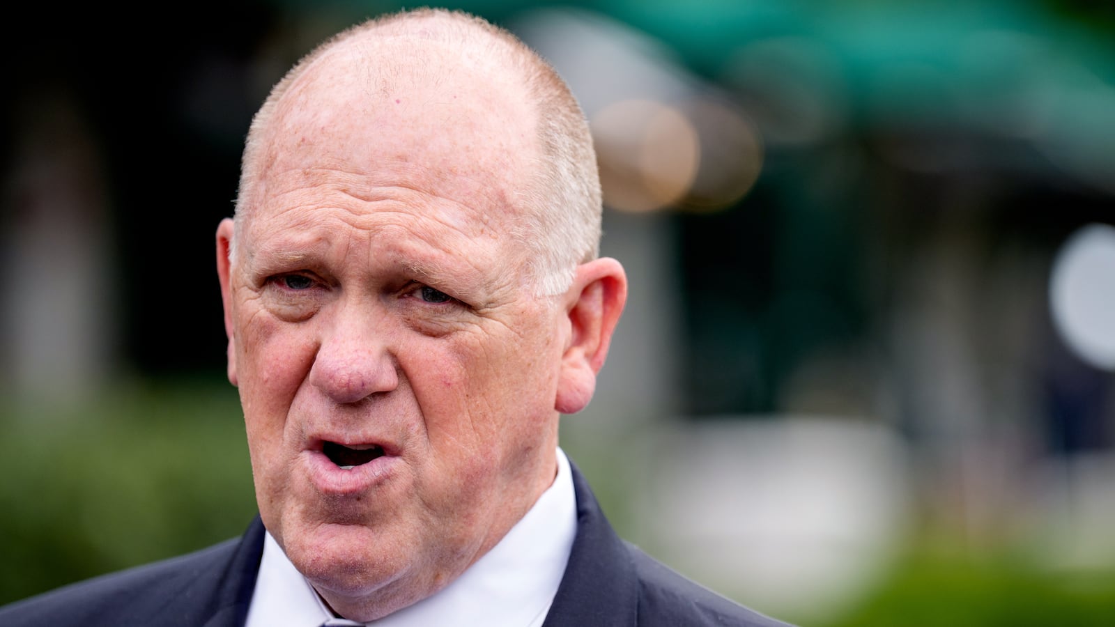 White House border czar Tom Homan speaks to members of the media as he walks back towards the West Wing of the White House following a television interview on May 29, 2025 in Washington, DC.
